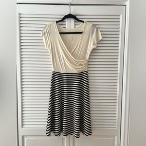 Gilli Cream and Black Striped Midi Dress